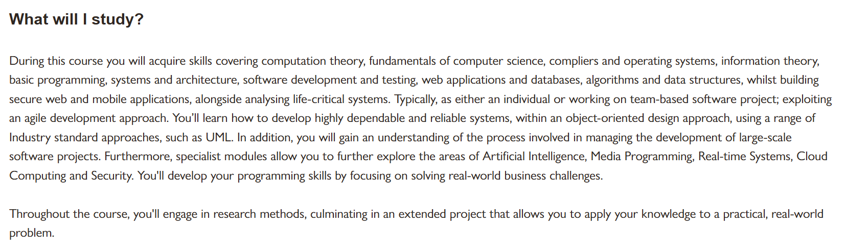 BNU MSc Computer Science course page – original, April 2025